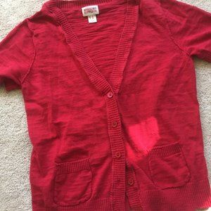 Cherry Red Short Sleeve Cardigan